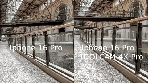 iPhone 16 Pro with and without IDOLCAM 4X Pro