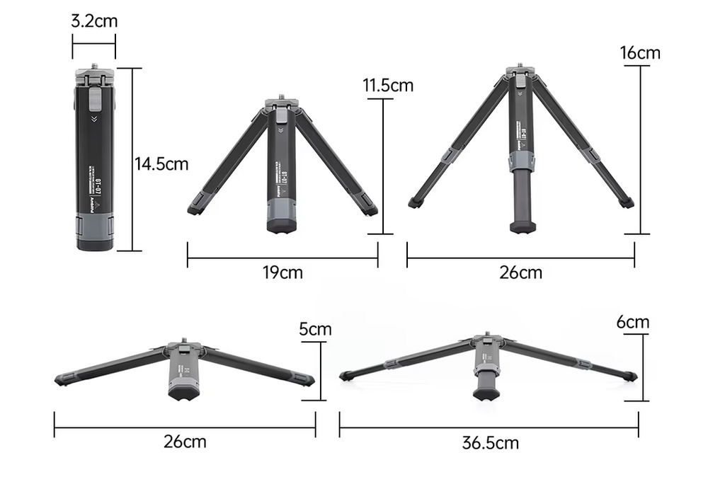 Aluminum 2 Tier Table Top Mini Tripod, extended view