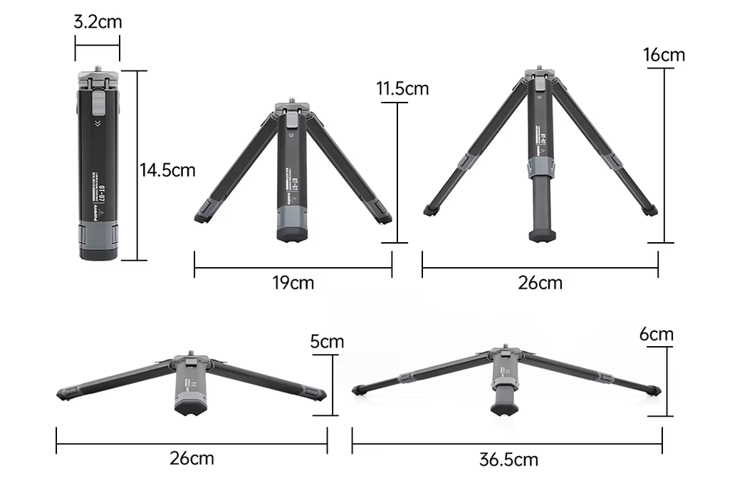 Aluminum 2 Tier Table Top Mini Tripod, extended view